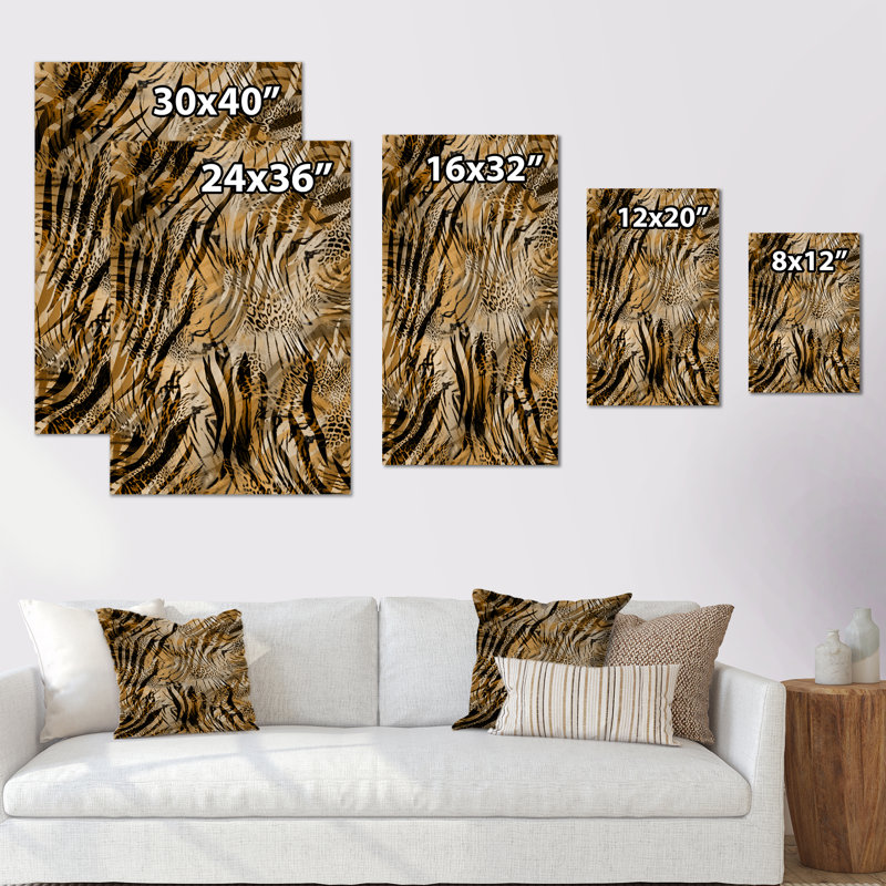 Léopard et tigre IV - Impression sur toile, H 20 po x l 12 po x P 1 po, Toile tendue