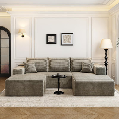 Boneless 107.5" Cloud Modular Sectional Sofa with 1 Ottoman,Modern Minimalist Upholstered Couches, Comfort U Shaped Sofa for Living Room,Deep Seat Corner Couch,No Assembly Required