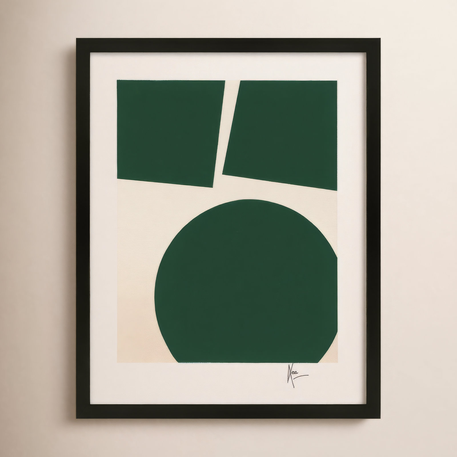 You & Me In Green 1 by Lee Lessem, 20" H x 14" W x 1.25" D, Black
