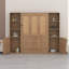 Grand lit escamotable en bois avec tablettes et armoires de rangement