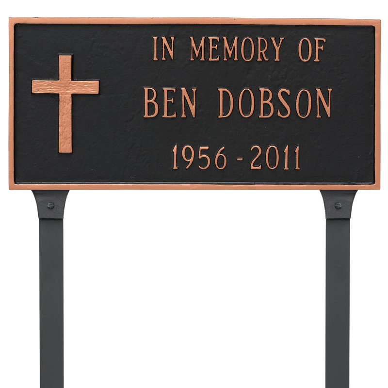 Plaque d'adresse commémorative Rugged Cross, Oui, Bronze vieilli / Or