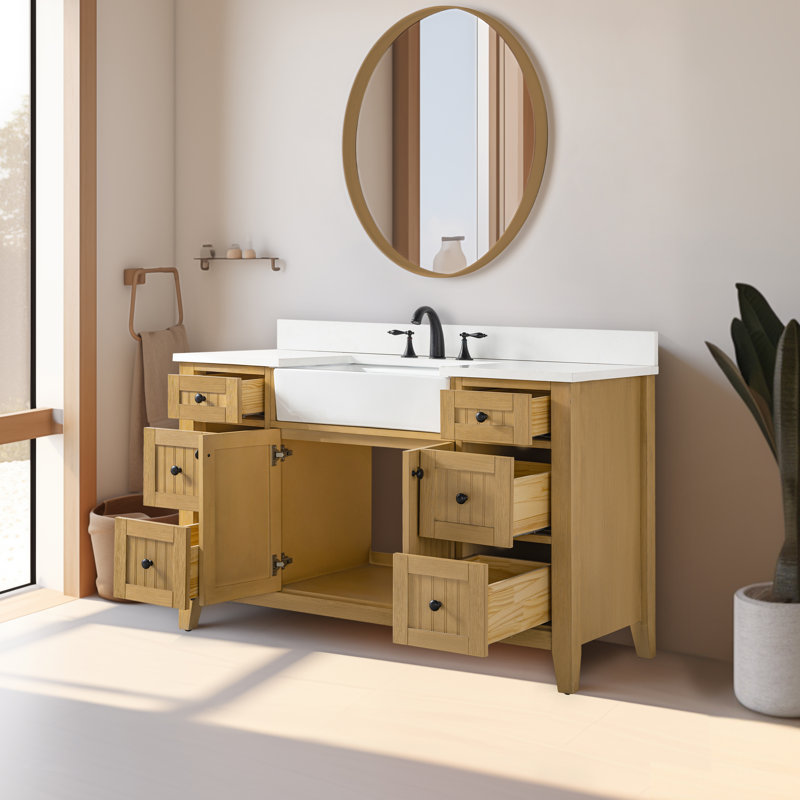 Ensemble de meuble-lavabo simple 54 po, Chêne