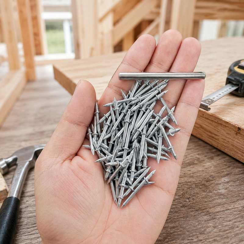 Ensemble de 200 clous à jupe double avec manchons pour plinthes en acier au carbone 2,5 mm x 26,5 mm