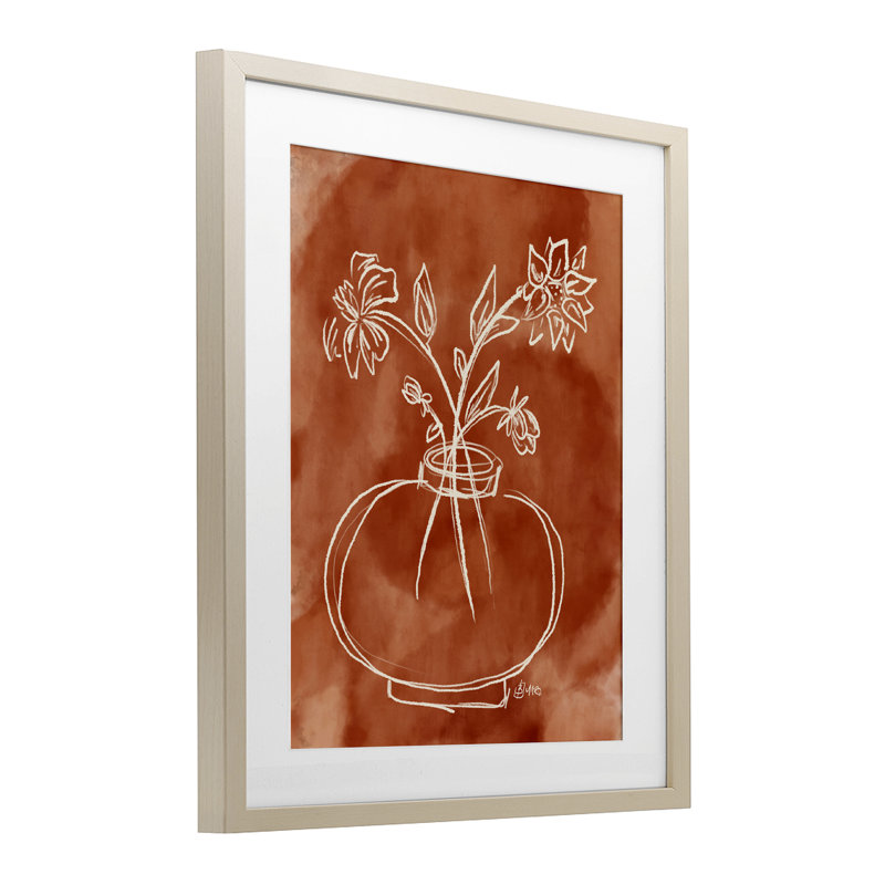 «Ember Tone Minimal Flowers», reproduction encadrée sous verre, design par Beki Marquardt, H 21 po x l 17 po