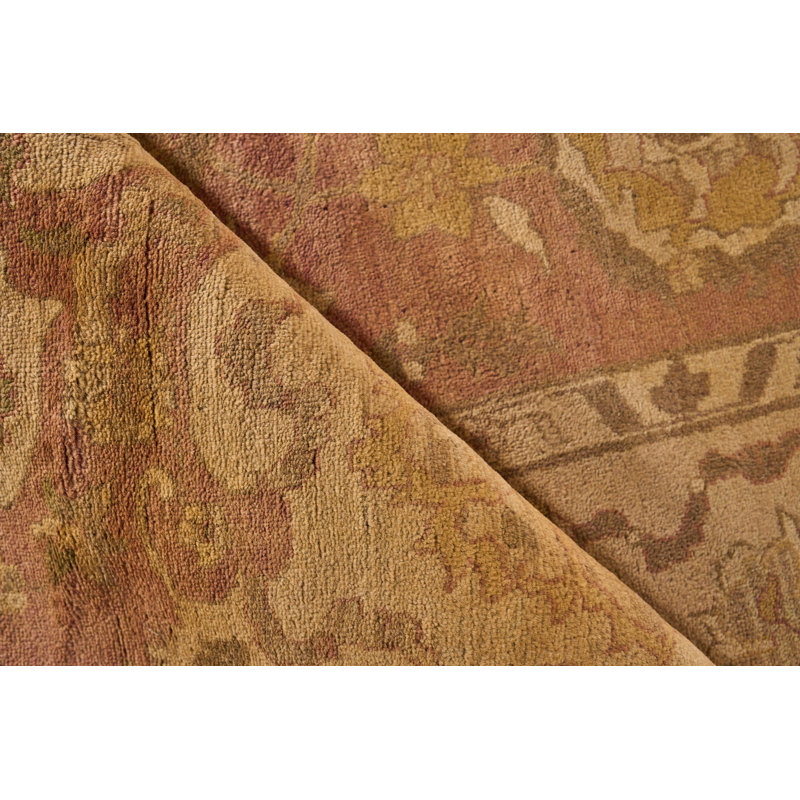 Hand-Knotted Floral Wool Rectangular Area Rug, 12'3" x 15'6"