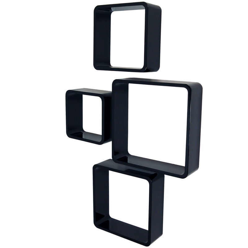 4 Piece Floating Shelf, Black