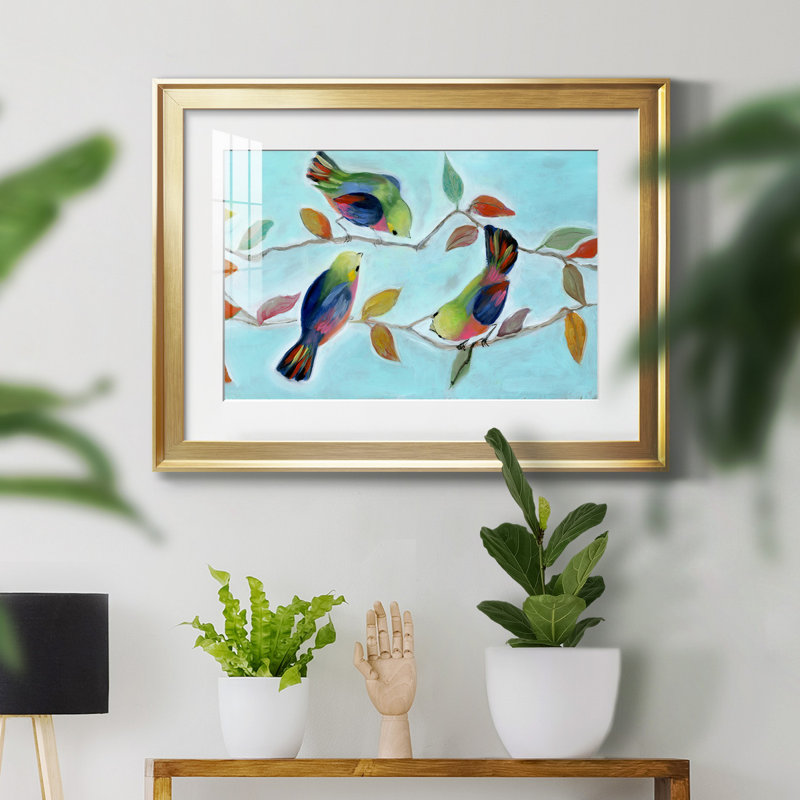 Bitty Birds I - peinture encadrée, H 18,5 po x l 24,5 po x P 1,5 po, Or
