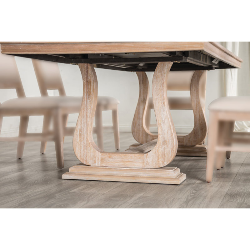 90" W Transitional Dining Table, Distressed Natural