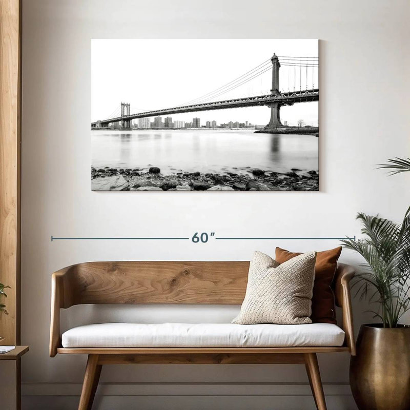 Lilie Monochrome Manhattan Bridge, 30" H x 45" W