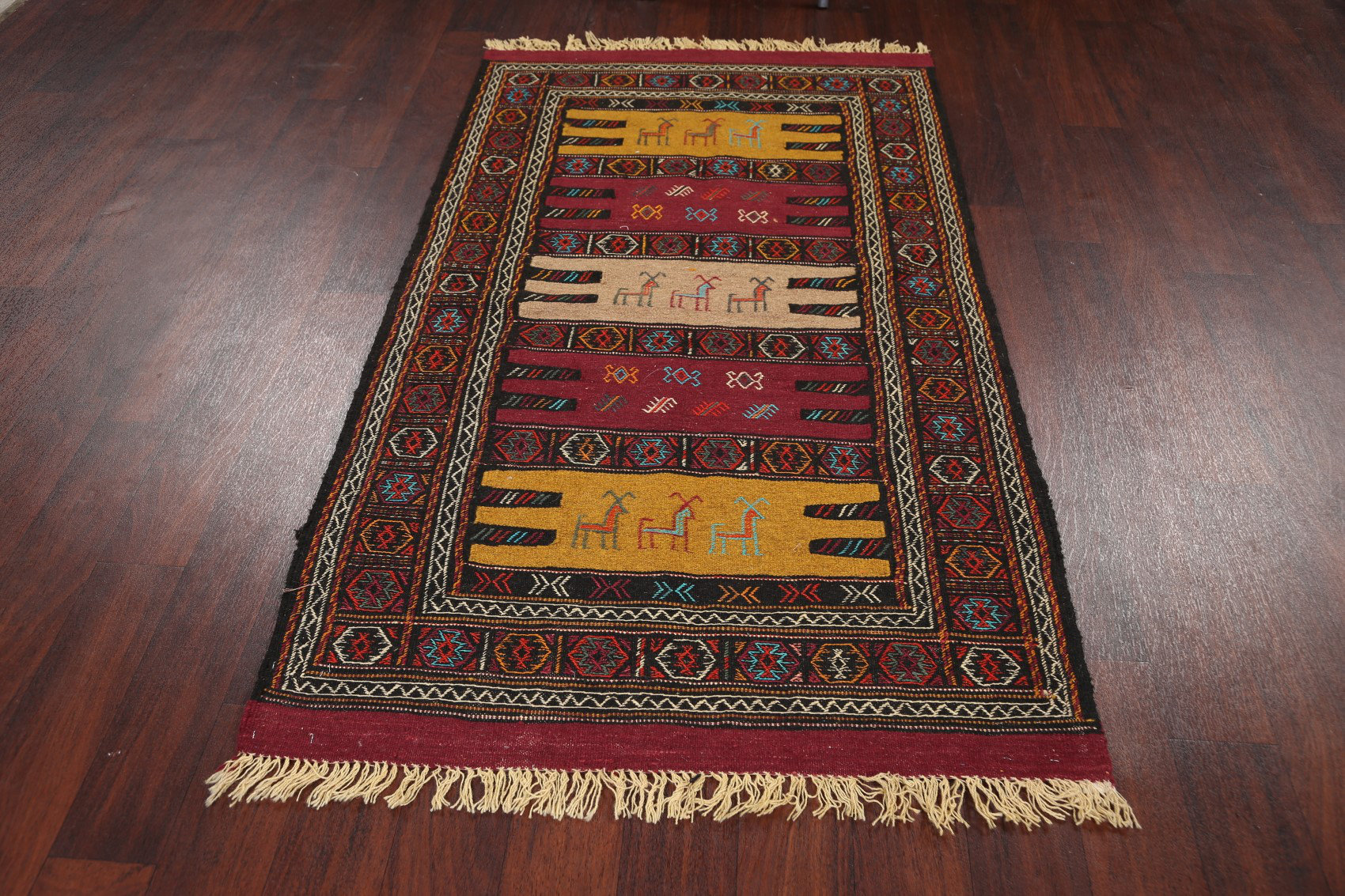 Foundry Select Handmade Kilim Wool Red/Yellow Rug | Wayfair