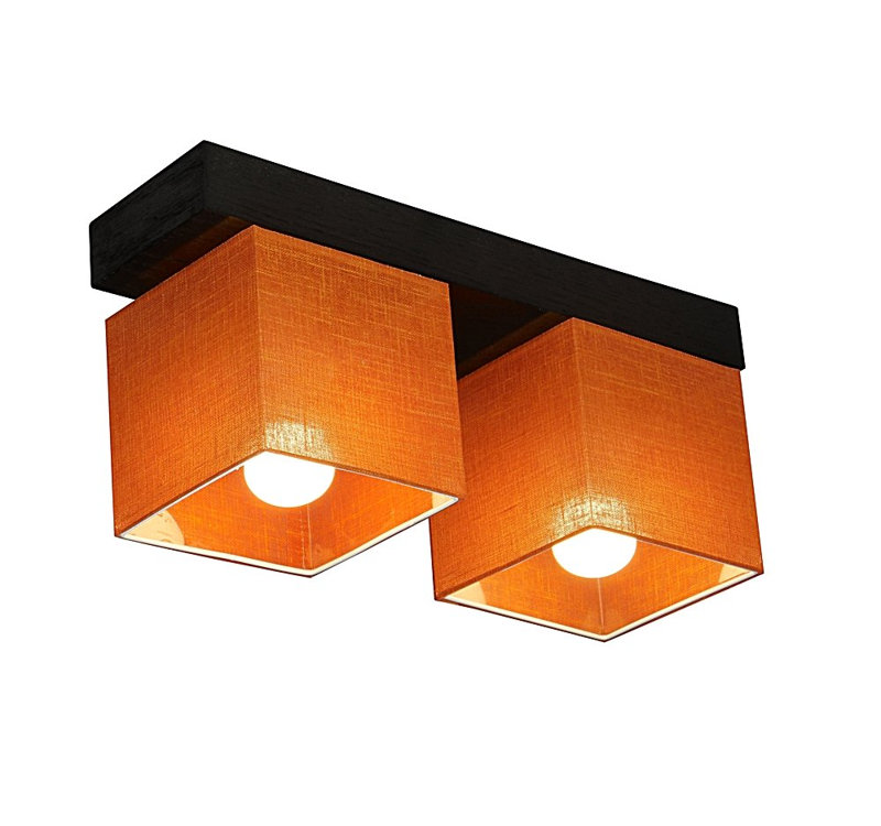 Partee Semi Flush Mount, Natural oak wood, Transparent orange