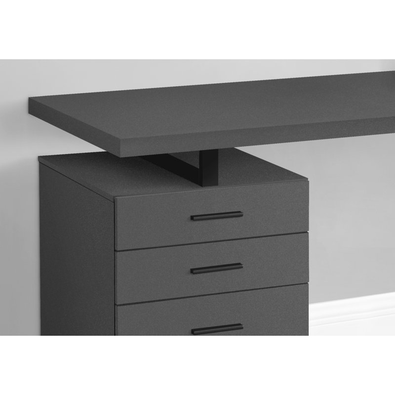Bureau d'ordinateur, bureau personnel, ordinateur portable, installation à gauche, à droite, tiroirs de rangement, L 48 po, travail, métal stratifié noyer, contemporain, moderne