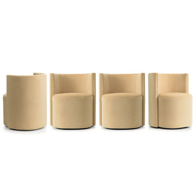 Velvet Upholstered Rolling Dining Chairs with Wheels