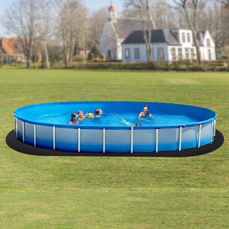 Oval Pool Liner Pad, 18 x 33 ft Pool Liner Pad for Above Ground Swimming Pools, Extra-Thick Pool Mat, Prevents Punctures, Recycled Geotextile Material Underlayment Pad, Extend Liner Life