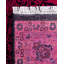 Tapis rose / noir surteint de conception unique 6 pi 1 po x 9 pi 1 po Overdyed