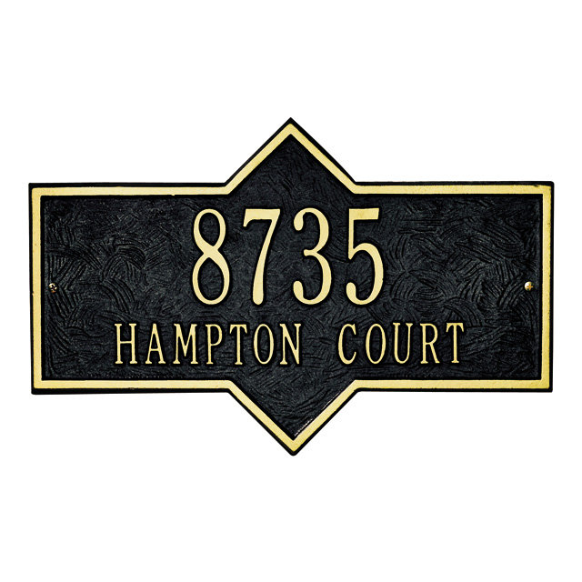 Plaque d'adresse murale Hampton sur 2 lignes, Noir et or, Oui