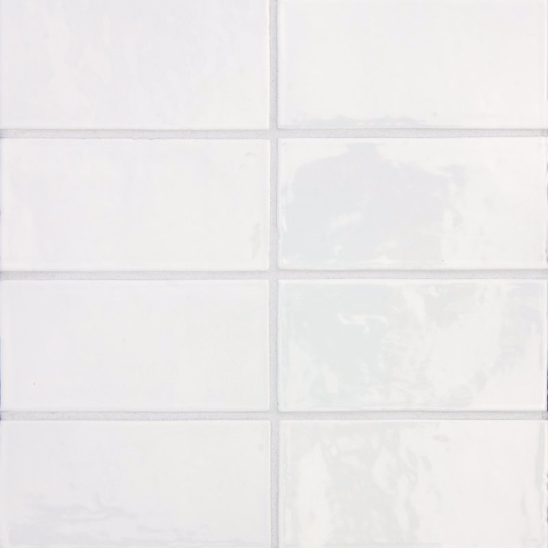 Magma 2" x 5" Zellige Italian Porcelain Subway Tile, Bianco White