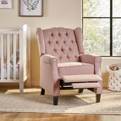  Fauteuil inclinable manuel de 28 pouces de large, inclinable élégant pour le salon, la chambre à coucher, rose