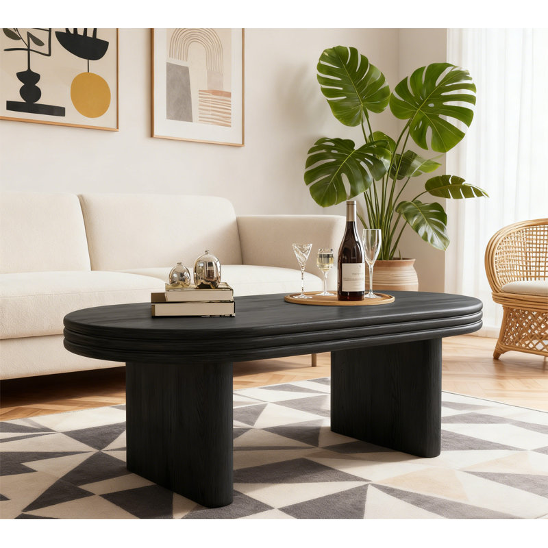 Table basse ovale moderne Mid Century, Noir