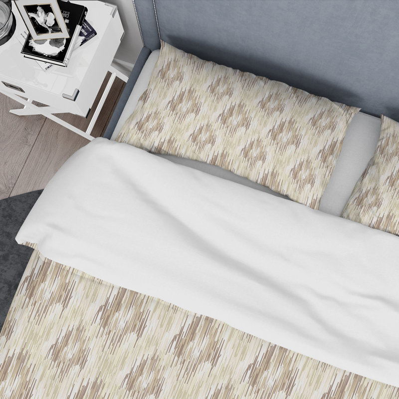 Ensemble de housse de couette à motif crème abstrait et ethnique, Housse de couette pour grand lit et 2 taies décor