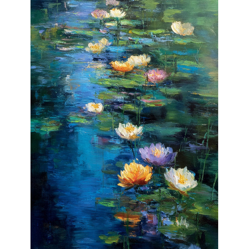Impression sur toile Tranquil Water Lily Pond Impressionist, H 40 po x l 30 po x P 1,5 po