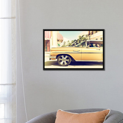 « cuba fuerte collection-rétro-voiture jaune rétro » par philippe hugonnard,, reproduction d’impression sur toile tendue