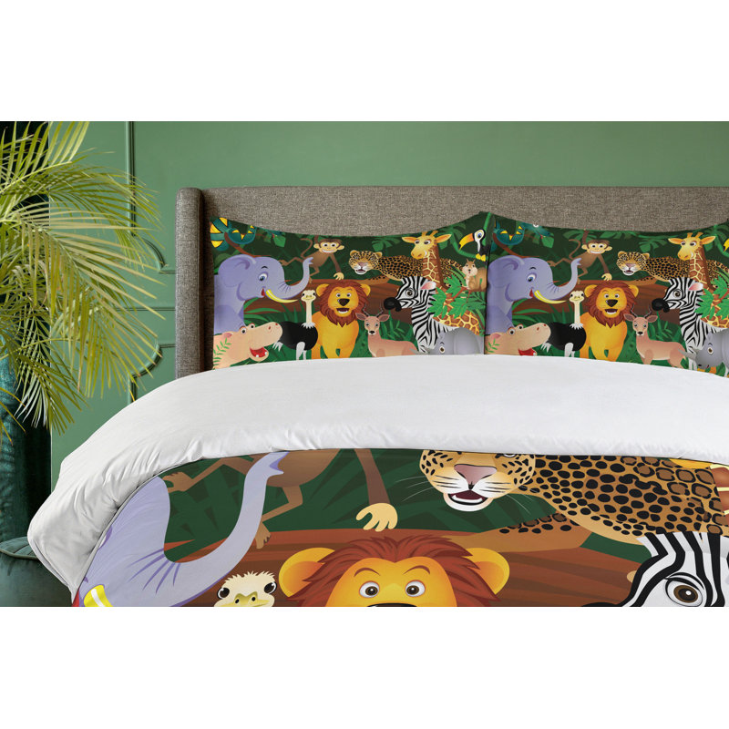 Ensemble de housse de couette d’un habitat naturel "animaux dans le jungle" rire