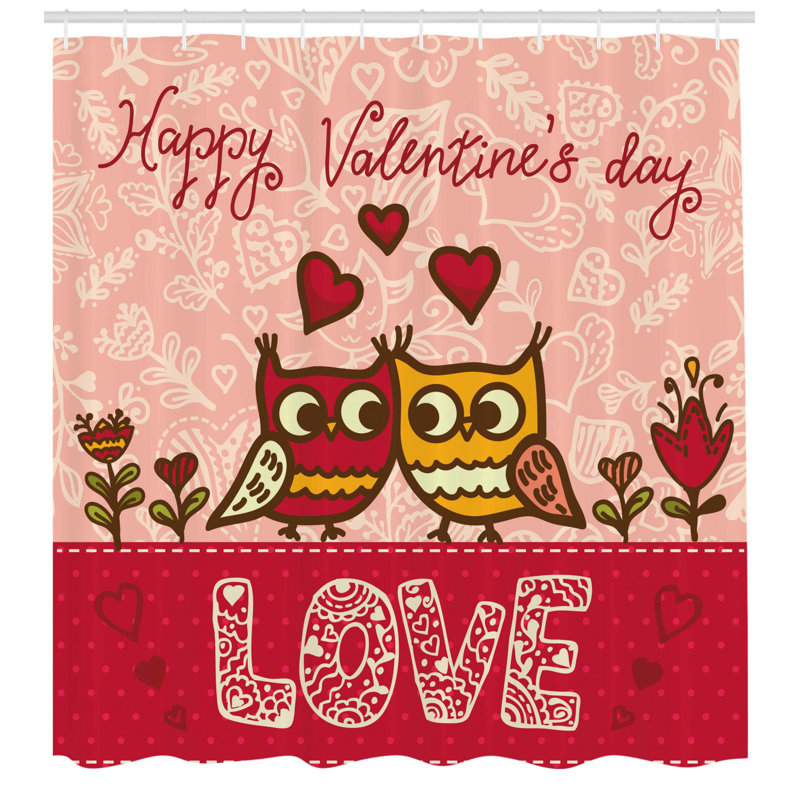 Rideau de douche à simple st valentin day owls, H 75 po x l 69 po
