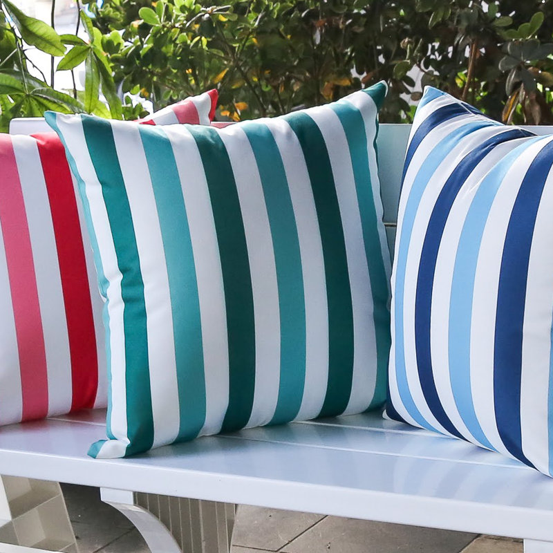 Striped Outdoor Throw Pillow, Green