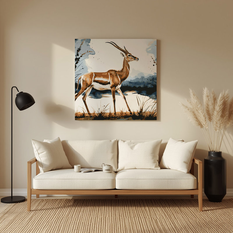 Faune, art mural gris Gerenuk, H 8 po x l 8 po