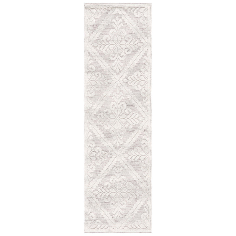 Vermont Hand Woven Wool Damask Rug, Runner 2'3" x 8'