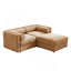 Élégant canapé 2 places en chenille Camel avec siège de rangement repose-pieds, dossier cylindrique et accoudoirs, causeuse moderne en tissu avec espace de rangement caché