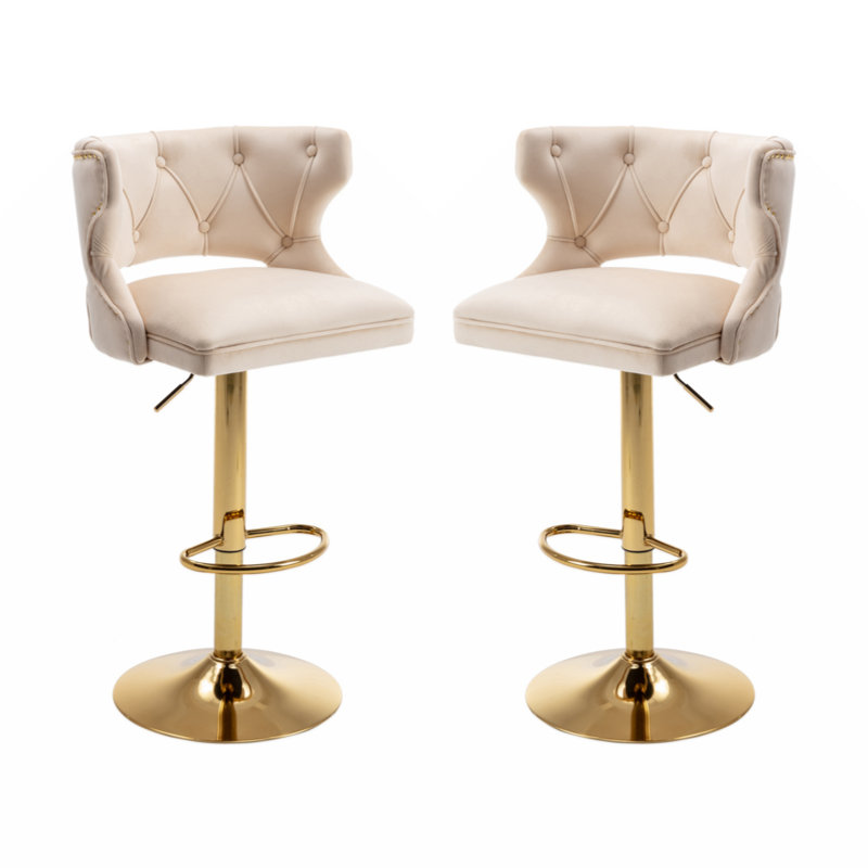 Tabouret pivotant à hauteur réglable Lounell, Beige