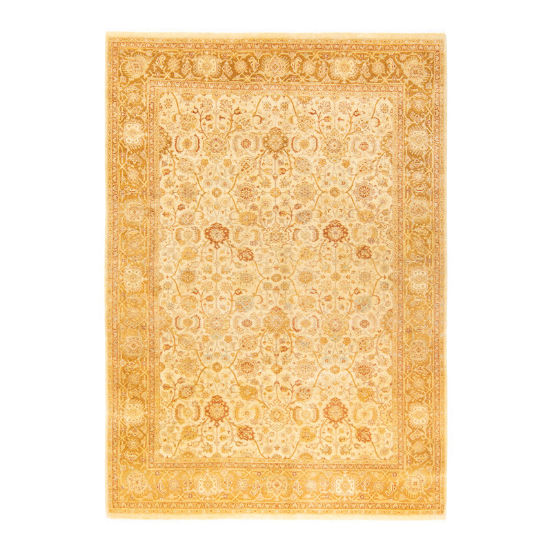 Tapis unique noué à la main Keenan - ivoire / beige, 6 pi 3 po x 8 pi 10 po
