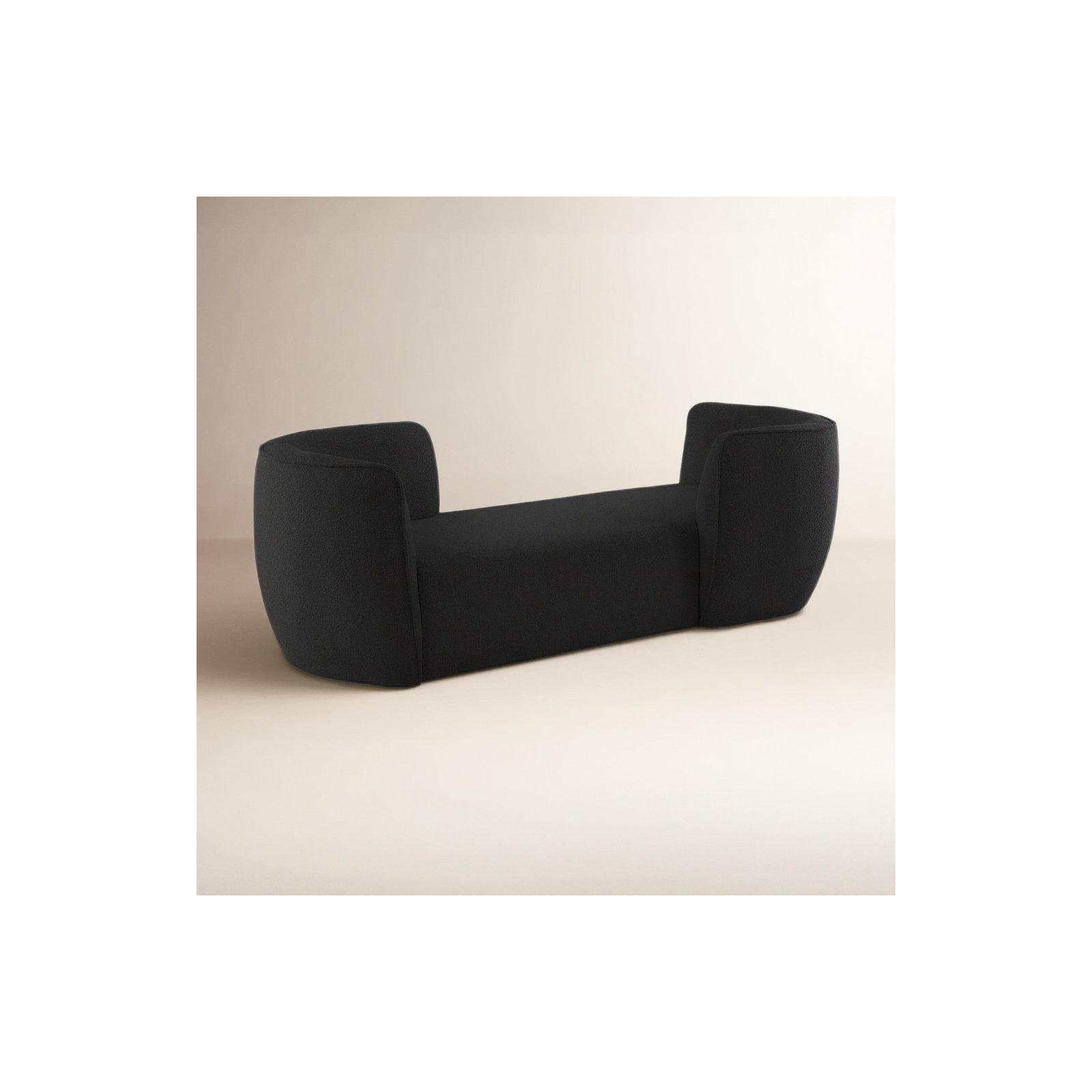 Hilton 70" Boucle Chaise Lounge, Black Boucle Fabric