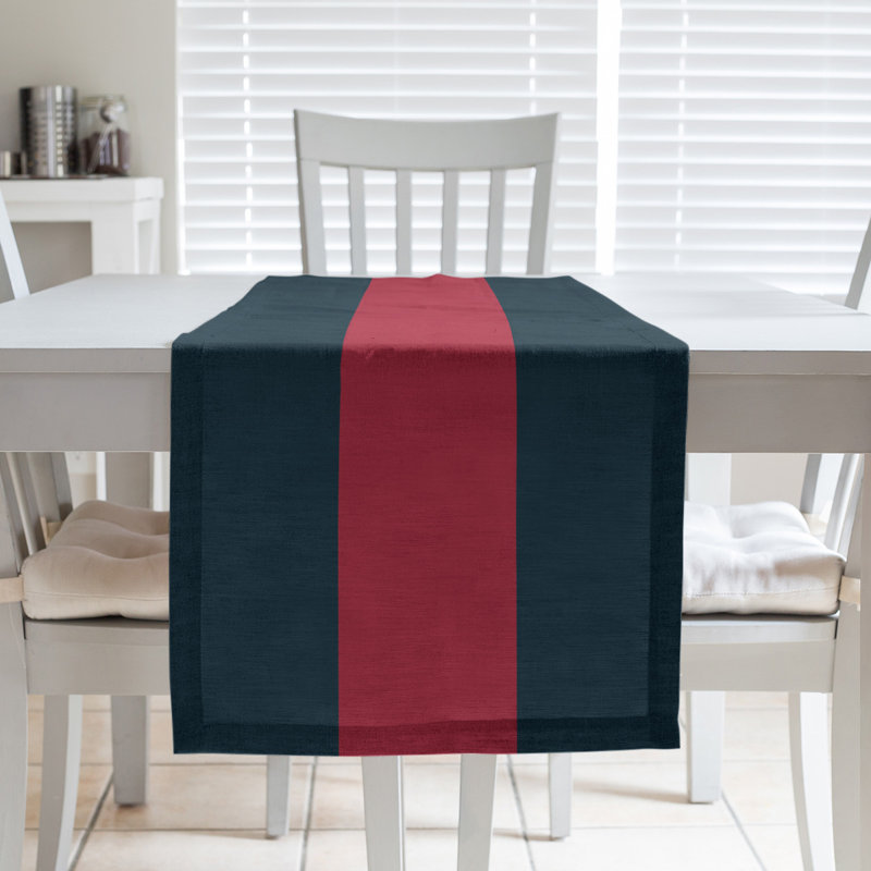 Houston Throwback Football Stripes Table Runner, 72" x 16", Houston Throwback Football Black/Red, Polyester