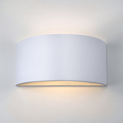 Shield Nicosia 14.25"W Ceramic Up/Down Sconce in Satin White with LED Bulb