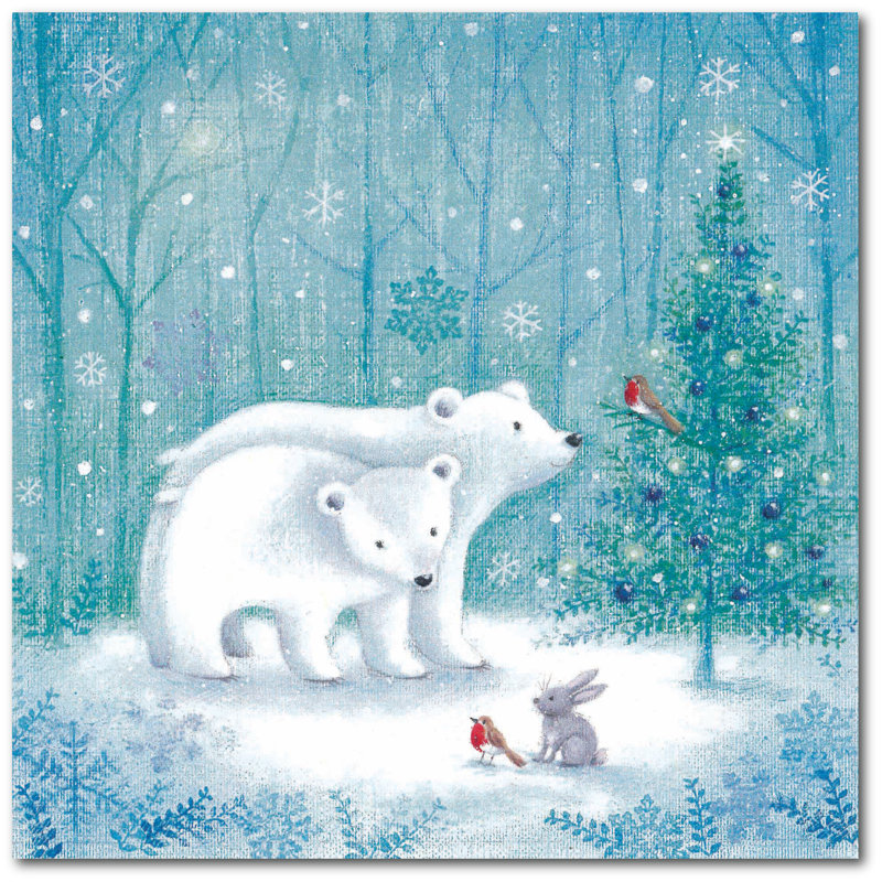 « Ours polaire de Noël »-reproduction sur toile tendue, H 16 po x l 16 po x P 1,5 po