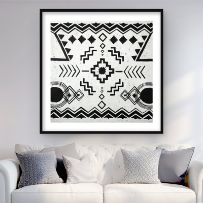 Ethnic Patterns - Black & White Framed Print for Home Decor