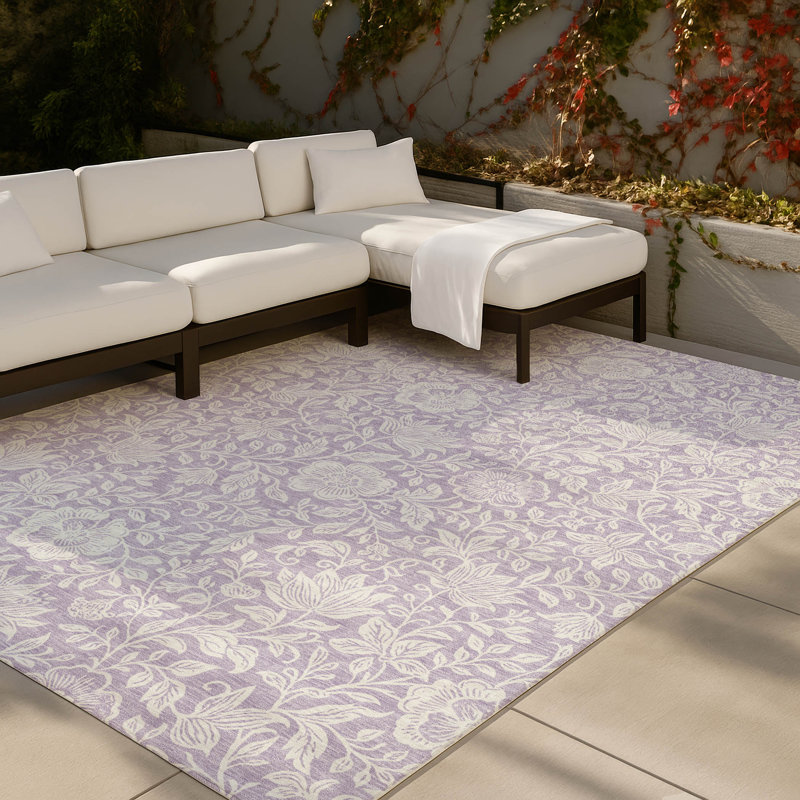 Machine Washable Indoor/Outdoor Chantille ACN2572 Floral Rug, 10' x 14', Lavender
