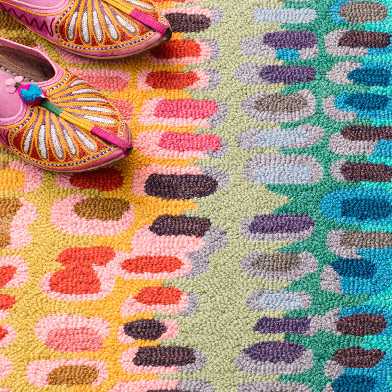 Tapis en laine micro crocheté à la main Paint Chip, Rectangle 3 pi x 5 pi