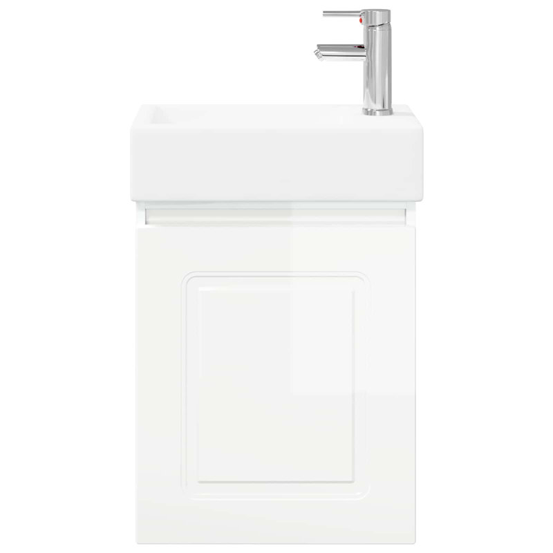 Single Bathroom Vanity with Ceramic Basin, High Gloss White