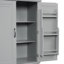 Grand rangement pour salle de bain gris - capacité de 22 lb, tablette réglable facile à assembler-1458117480