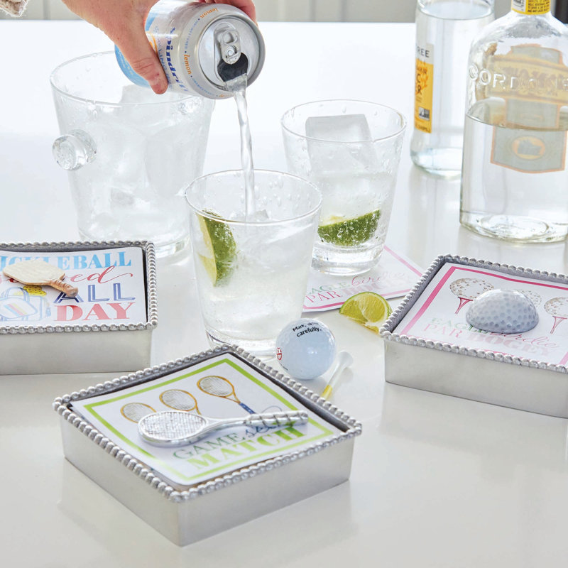 Tennis Racket Beaded Flat Napkin Holder Set