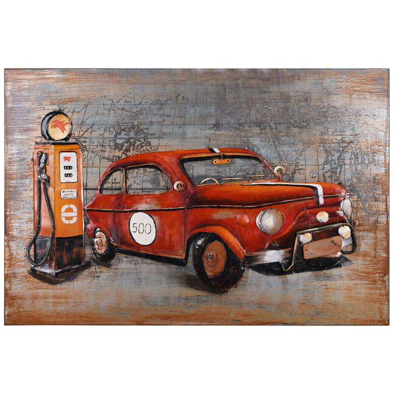 Voiture rouge - impression sans cadre sur métal