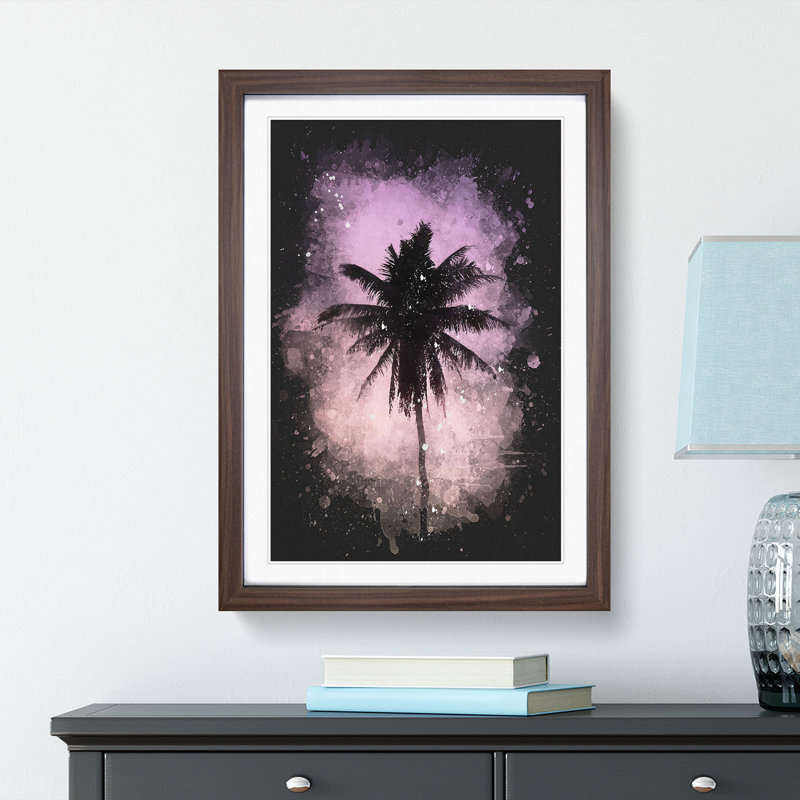 Summer Palm Tree - Framed Print, 87cm H x 62cm W x 2cm D, Walnut Framed