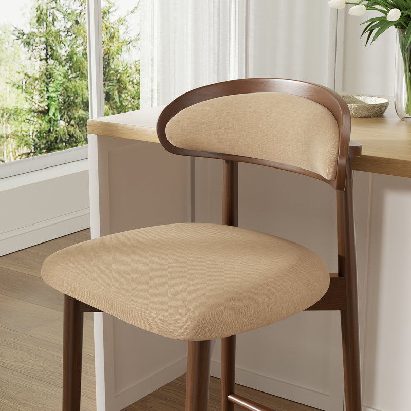 Chaise rembourrée en bois massif avec repose-pieds - Chaise d'appoint élégante et confortable, 4, Beige