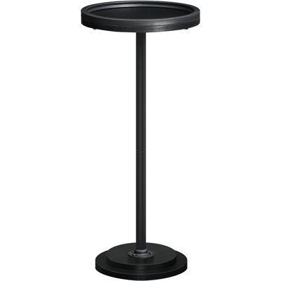 Small Round Side Table, Drink Or Martini Table With Pedestal Base, Accent Coffee Table For Small Spaces In Living Room, Bedroom, Or Sofa Area, Black Finish