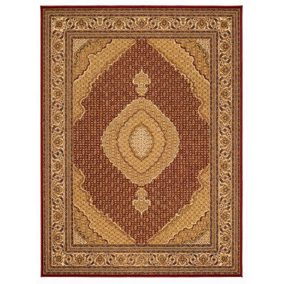 Rug Branch Faris 8' x 11' (7'9" x 10'8") Red/Beige Persian Medallion Indoor Area Rug, Traditional, Low Pile, Stain-Resistant Carpet - Living Room, Bedroom, Dining Room, and Kitchen