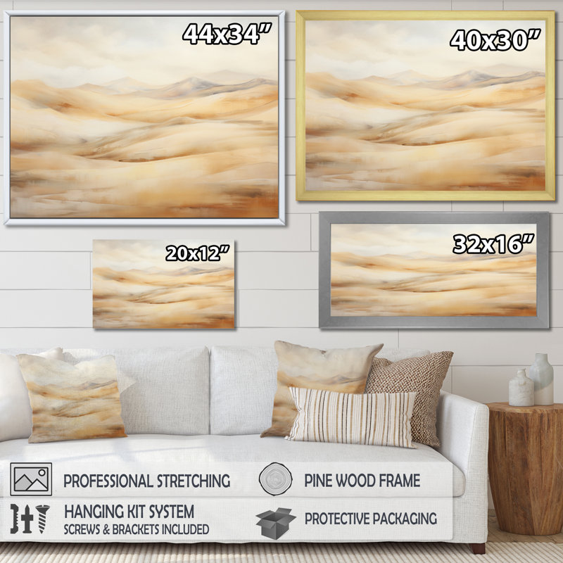«Minimalisme désert Sands of Serenity II», reproduction sur toile, H 24 po x l 32 po x P 1 po, Cadre flottant doré